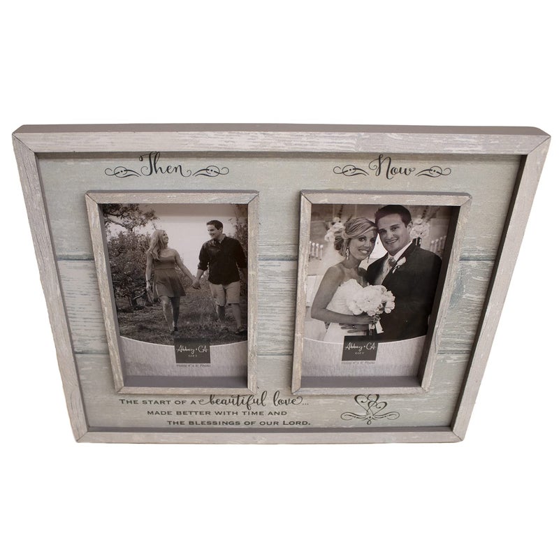 Abbey + CA Gift Then & Now Anniversary Photo Frame, Wedding, Engagement, & Vow Renewal Couples Gift, Wooden Picture Frames With Sentimental Quote, 12-Inch x 9.5-Inch, Rustic Woodgrain, by Abbey & CA Gift - Image 5